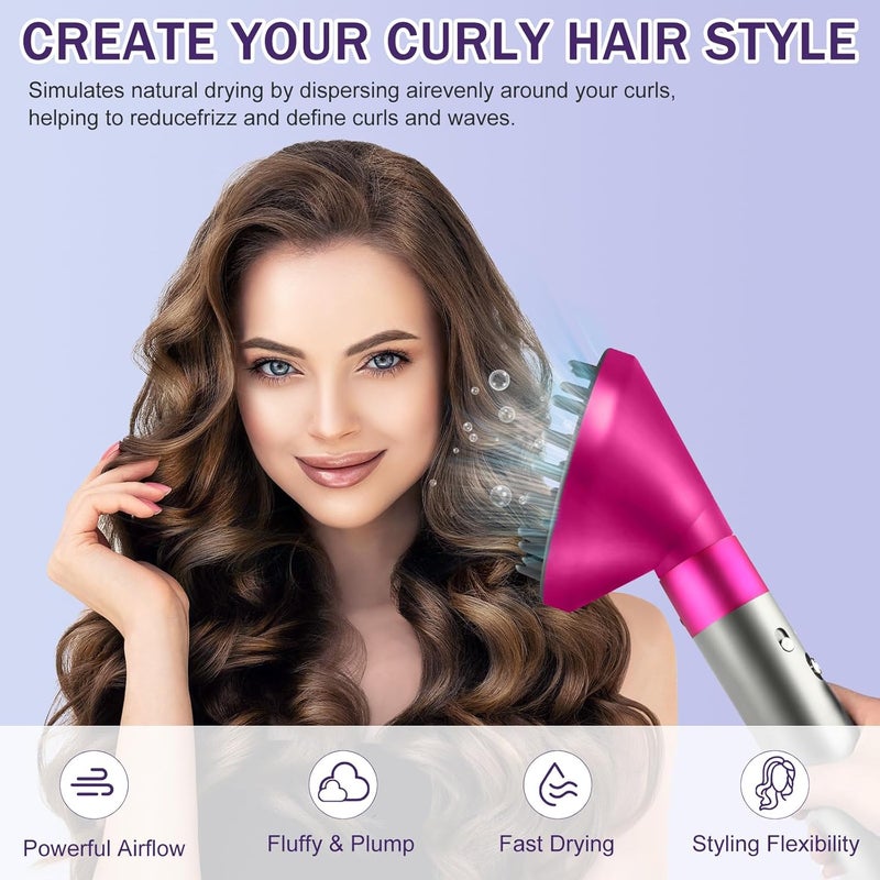MengTiger Upgraded Large Diffuser Attachment for Dyson Airwrap Styler - Converts to Hair Dryer, Faster and Define Curls, Heat Resistant Nylon Fiber Nozzle Attachments, Rose - Image 2